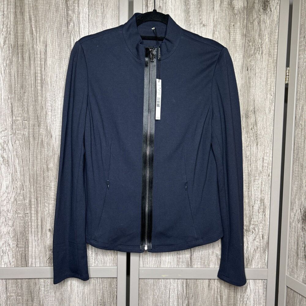 Elie Tahari Full Zip Blazer Navy Color Pockets Angela Jacket Size Medium NWT